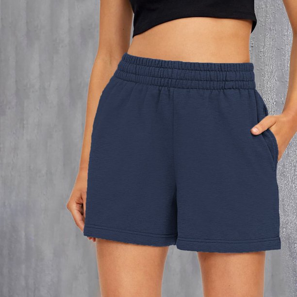 MKLEKYY Pantalones Cortos de Mezclilla para Mujer, Pantalones Cortos Casuales de Verano con Cordón, Cómodos, Elásticos, de Cintura Alta, para Correr con Bolsillos