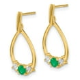 thumbnail image 2 of Primal Gold 10 Karat Yellow Gold Lab Grown Diamond and Lab Created Emerald Post Dangle Earrings, 2 of 3