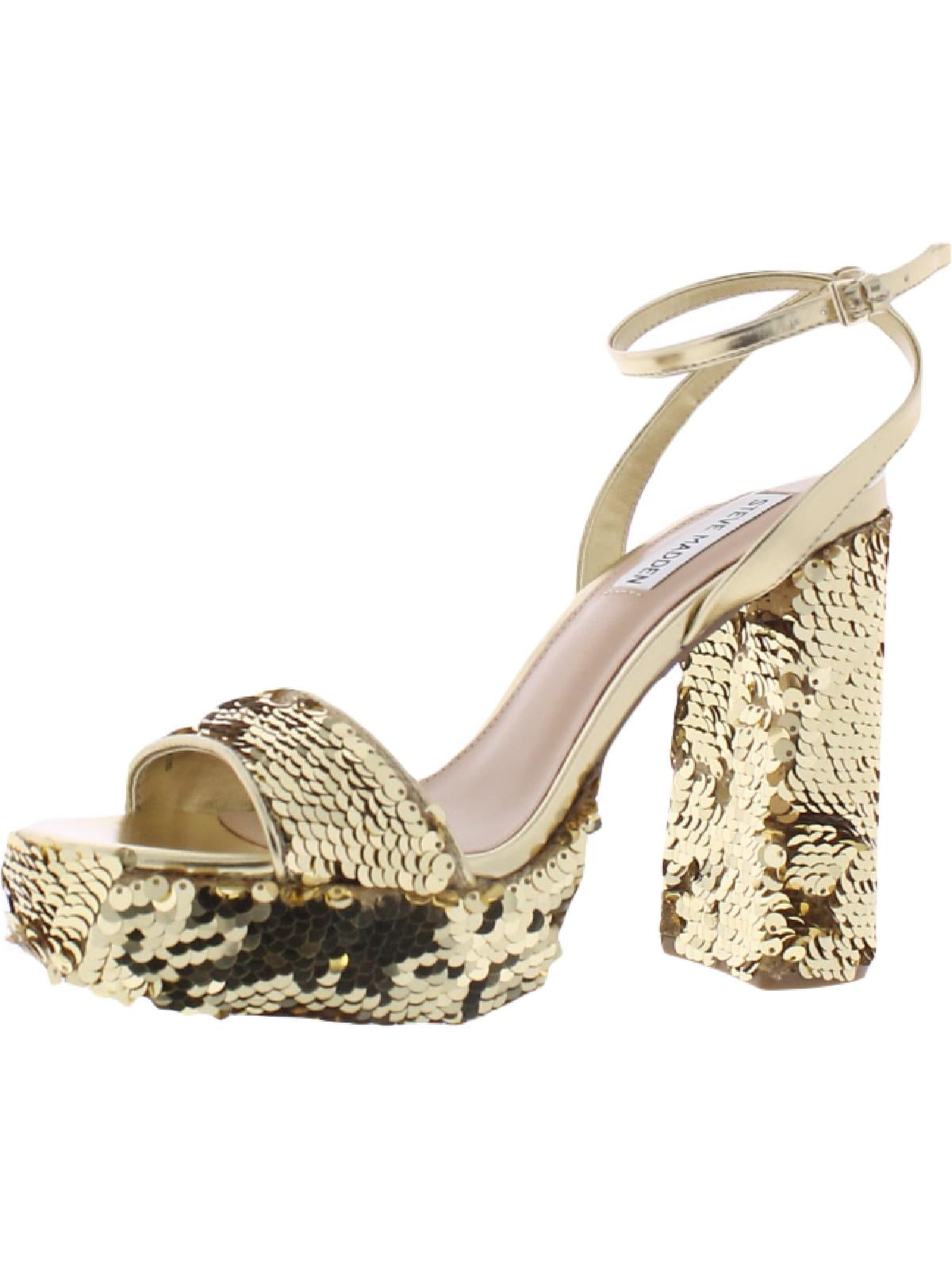 Steve Madden Womens Lessa S Sequined Ankle Strap Platform Sandals