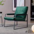 thumbnail image 2 of Accent Chair, Modern Velvet Upholstered Tufted Living Room Chair Armchair with Metal Frame, Comfy Single Sofa Chair Lounge Chair with Padded Cushion for Living Room Bedroom Office, Emerald, 2 of 7