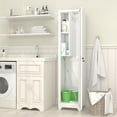 thumbnail image 6 of GREATMEET Slim Broom Closet Storage Cabinet, Narrow Utility Closet, 65" Metal Cleaning Supply Storage with Lock and Door,Utility Cabinets for Brooms and Mops for Laundry Room, White, 6 of 15