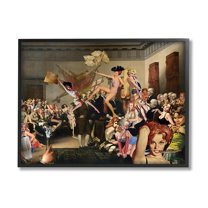 Stupell Industries Classic Painting Collage Novelty Painting Black Framed Art Print Wall Art, 14 x 11