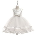 thumbnail image 2 of NiSHUIHAN Toddler Girls Sleeveless Embroidery Princess Pageant Dresses Kids Wedding Bridesmaid Formal Ruffles Dresses Bowknot Birthday Party Flowers Gown Dress White 7-8 Years, 2 of 9