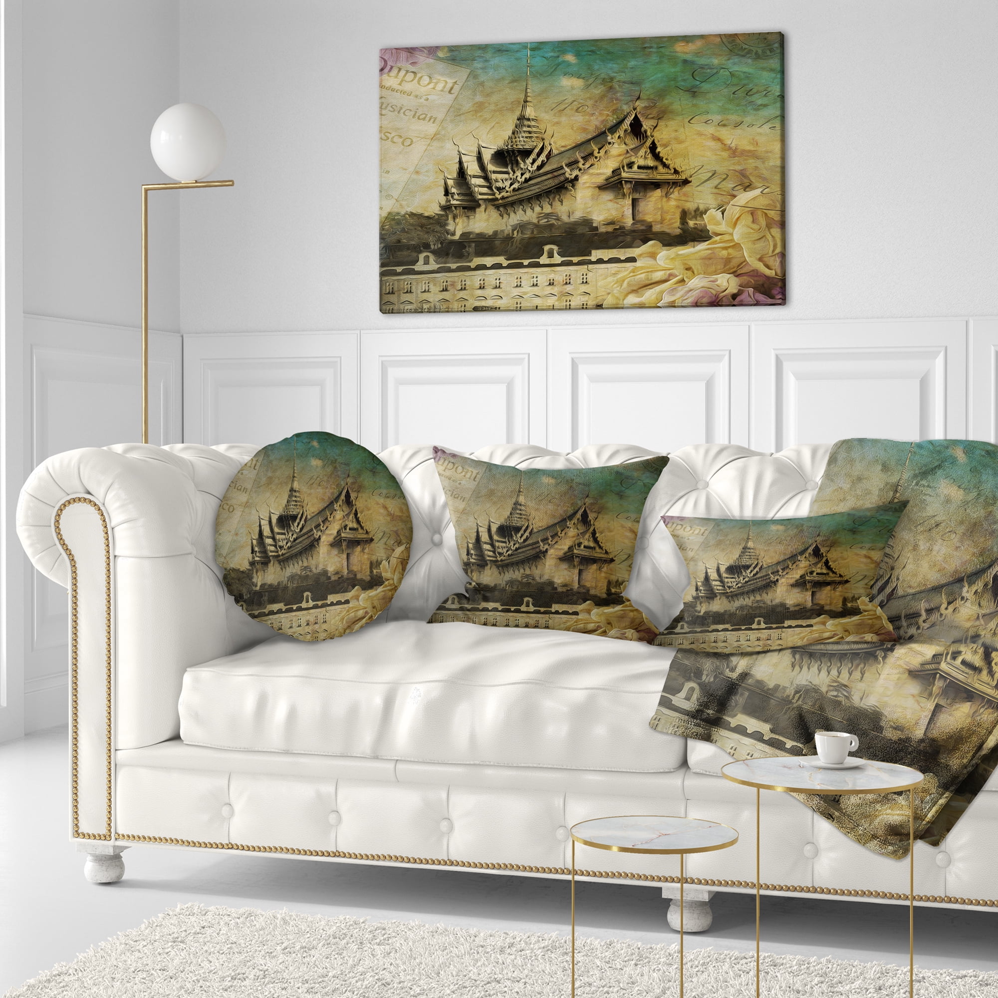 Designart Vintage Style Sky Castle - Contemporary Throw Pillow - 12x20