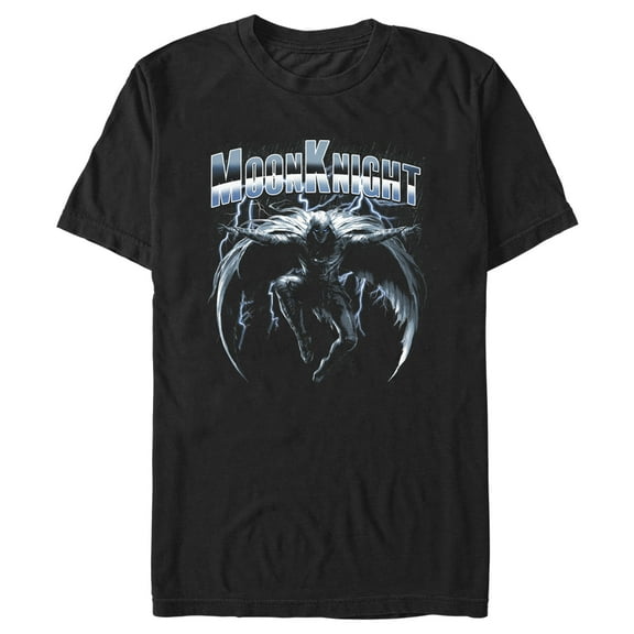 Men's Marvel: Moon Knight Rain and Lightning Graphic Tee Black Large