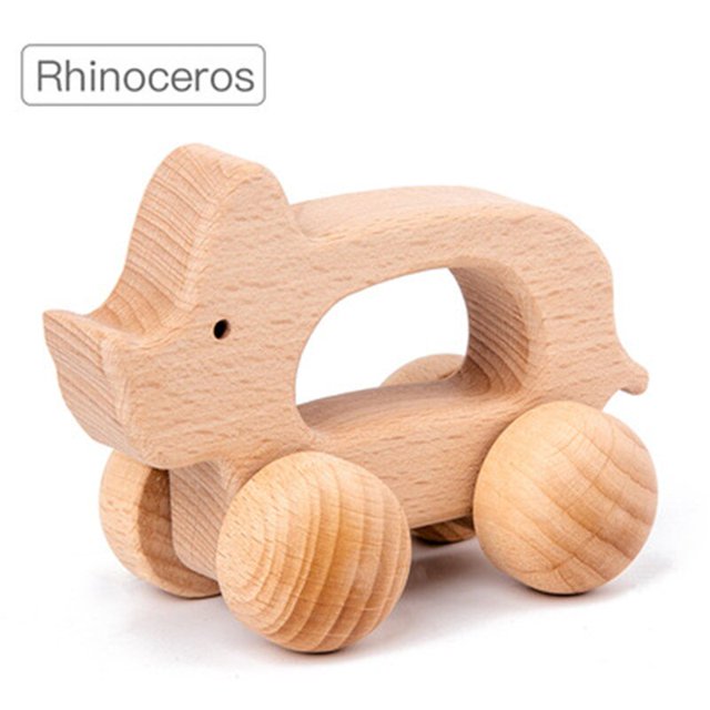 Carro de madera Montessori 3D para niños, juguete educativo de madera para Aprendizaje de coordinación intelectual temprana, tren giratorio, autobús, DIY Fivean unisex