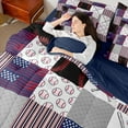 thumbnail image 4 of Castle Fairy Teens Baseball Gamer Bedding Comforter Set,Geometric Plaid Queen Bedding Sets, 4 of 8