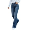 thumbnail image 2 of Wenini Fashion Women's Casual High Waist Denim pants Solid Color Button Up Pocket Jeans Comfortable Straight Leg Jeans, 2 of 6