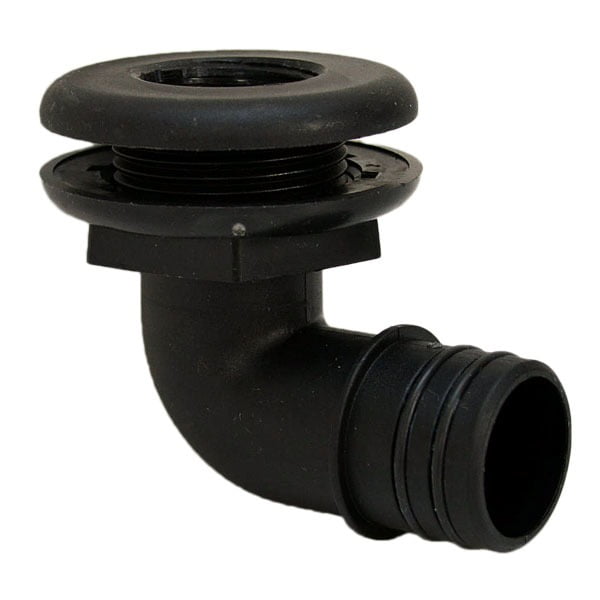 Standard Black 90 Degree 1 1/8 Inch Plastic Boat Drain Tube