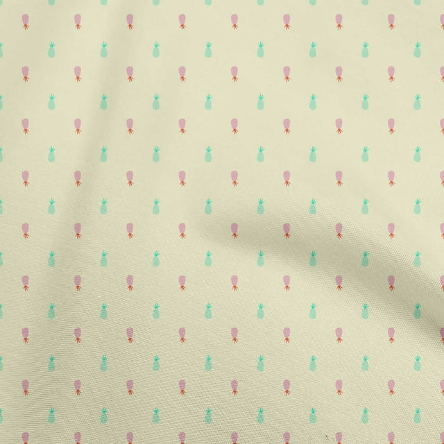 oneOone Cotton Poplin Light Yellow Fabric Fruits Pineapple Sewing Craft Projects Fabric Prints By Yard 42 Inch Wide