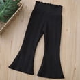 thumbnail image 2 of SGMVNU Girls Knit Pants High Waist Flare Leg Winter Warm Casual Trousers For Toddler Kids Age 2-8 Korean Style Comfortable Stretchy Kids Clothes(Size 7-8 Years,Black), 2 of 7
