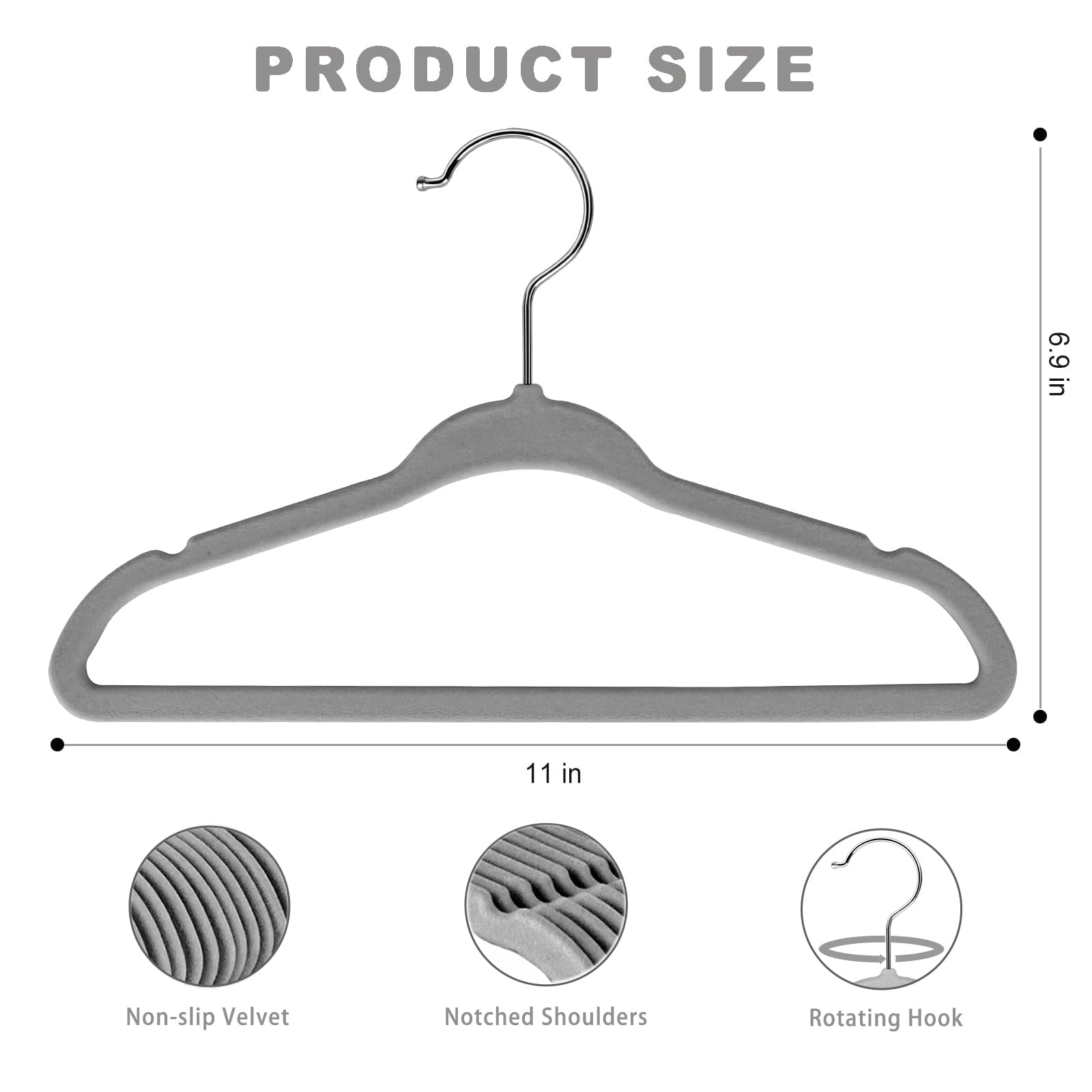50 Pack Hangers 11 Inches Children's Clothes Non-slip For Infant/toddler (grey)
