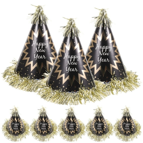 HONMEET New Year Hats Party Paper Hats Design 8Pcs 15X18CM