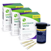 OneTouch Verio Test Strips for Diabetes Value Pack - 90 Count | Diabetic Test Strips for Blood Sugar Monitor | Home Self Glucose Testing | 3 Boxes, 30 Test Strips Per Pack