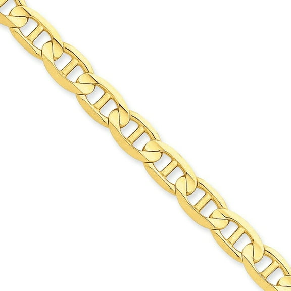The Black Bow Men's 7mm, 14k Yellow Gold, Concave Anchor Chain Bracelet, 9 Inch