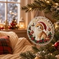thumbnail image 4 of Christmas Pearl Diamond Painting Suncatcher Kit, DIY Handmade Craft with Hanging Chain, Lace Edge Round Acrylic Board, 3D Multi-Size Pearl Bead Art, Holiday Window Wall Ornament, 1Pc B, 4 of 8