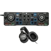 Hercules AMS-DJCONTROL-STAR DJControl Starlight Portable DJ Controller for Serato DJ Bundle with Tascam Monitoring Headphones Black
