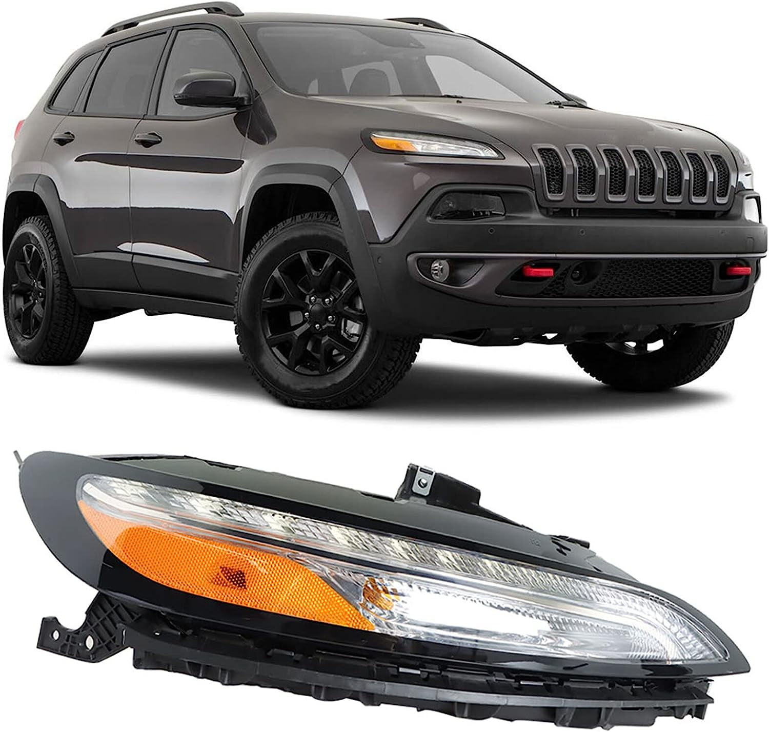 EPOTOOR 20142018 Right Headlight For Jeep Cherokee Halogen with DRL