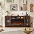 thumbnail image 5 of Joaxswe 70-Inch TV Stand with 36.5" Electric Fireplace, Entertainment Center For TVs Up To 80", Storage Cabinet with Glass Door for Living Room, Bedroom, Walnut, 5 of 9