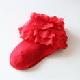 thumbnail image 2 of Infant Baby Girl Short Socks Solid Color Lace Eyelet Ruffled Bowknot Non-Slip Soft Ankle Socks Slippers, 2 of 5