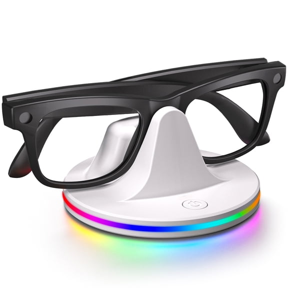 RGB Flash Charging Station for Ray-Ban Glasses LED Indicator Charging Dock Compatible with Ray-Ban Smart Glasses (Whtie)