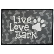 Cute Dog Food and Water Bowl Mat, Feeding Placemat for Pet Bowls, Plates and Dishes, Feeder Pad for Dogs - Machine Washable Anti-Mess Floor Place Mats and Pads for Pets (Live Love Bark)