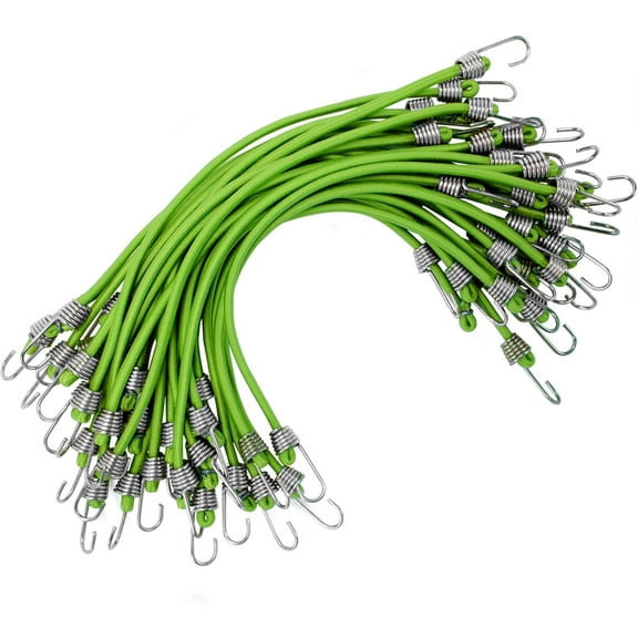 30 Pack Small Bungee Cords with Hooks, 10" Elastic Straps Bungee Cords for Outdoor Camping,Tents, Tarps, Bikes, RV,Luggage Roof Racks, Cargo, Green Green 30pcs-10"