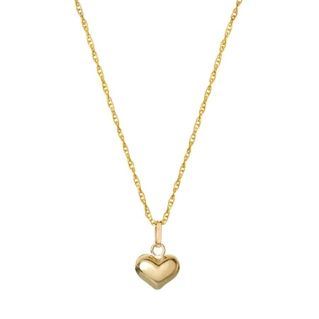 Brilliance Fine Jewelry 14K Yellow Gold Puff Heart Pendant, 16