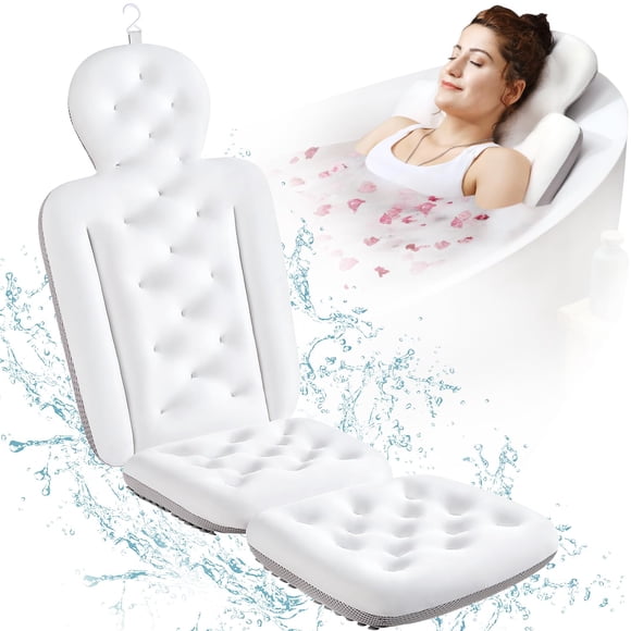 Almohada de baño para todo el cuerpo VOXOR para bañera con bolsa de lavandería blanca