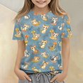 thumbnail image 2 of Cute Teen Girl Shirts Size 6 Short Sleeve Funny Animal Print Clothes for Teen Girls Tee Shirts Summer Trendy Kids Shirts Crew Neck Shirts Blue 11-12 Years, 2 of 6