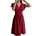 thumbnail image 6 of Inleife Womens Summer Dresses Women's Casual Fashion V-Neck Short Sleeve Solid Dress, 6 of 7