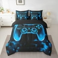 thumbnail image 2 of Manfei Boys Game Console Twin Bedding Sets 7-Piece, Blue Rectangle Geometric Bedding Comforter Set, Modern Video Gaming Reversible Sheet Sets, Lightweight Room Decor, 2 of 7