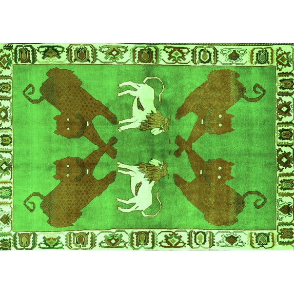 Ahgly Company Indoor Rectangle Persian Green Traditional Area Rugs, 2' x 4'