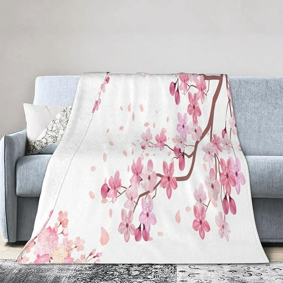 Soft Warm Throw Blanket For Couch Living Room Blossom Pink Flower Cozy Fuzzy Throw Blanket For Sofa Bed Blanket 40" x 50"