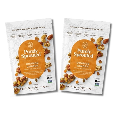 Purely Sprouted Orange Ginger Sprouted Nut & Seed Clusters, Non-GMO, 2 Pack, 4 oz