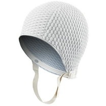 Sporti Heavy-Duty Textured Rubber Swim Cap with Adjustable Chin Strap