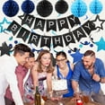 thumbnail image 5 of meowtastic Birthday Decorations, Happy Birthday Banner with Honeycomb Ball, Stars Hanging Swirl Streamer, Circle Dots Garland, Happy Birthday Party Decorations for Women Men Boys Girls (Black & Pink), 5 of 7