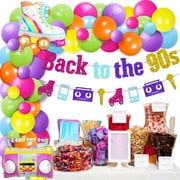 Back To The 90s Retro Party Decorations, Disco Balloon Garland Arch Kit for Rock and Roll Party Supplies, Glitter Banner 90s Themed Garland for Hip Hop 90s Retro Birthday Party, Bachelorette Party