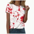 thumbnail image 3 of Towmus Halloween Tshirt Women Print Hand Printed Loose Fit Crew Neck Tops, 3 of 6
