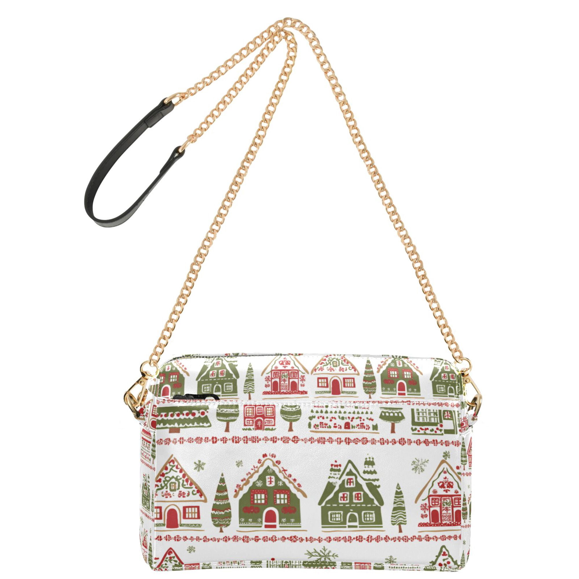 FORMRS Women Crossbody Purse with Chain Strap Vegan Leather Shoulder Handbag, Red Christmas House