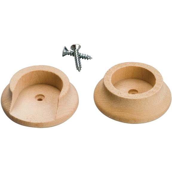 Waddell Manufacturing Wood Closet Rod Socket 410DI - Heavy-Duty Hardwood - 2 Pack, Natural