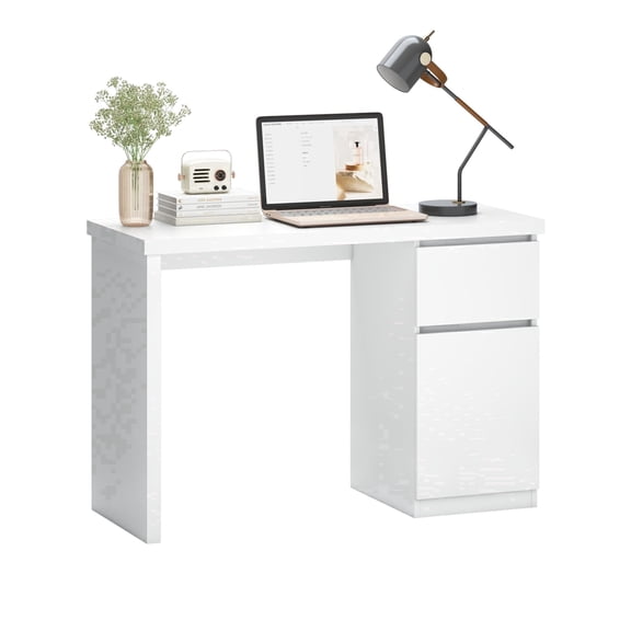 Computer Desk with Drawers, 43 Inch Wood Work Desk, Home Office PC Desk Workstation with Storage, Modern Computer Table for Bedroom, Living Room,White