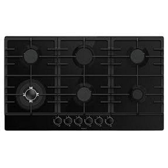 PARRILLA DE 6 QUEMADORES DE CRISTAL TEMPLADO NUUR CON PERILLAS ILUMINADAS