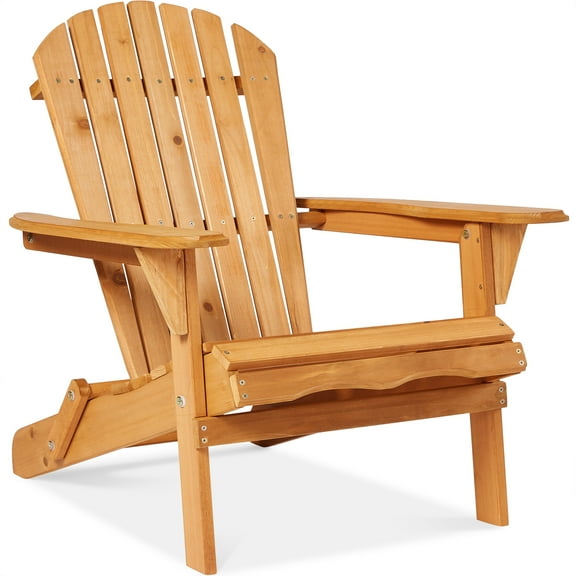 Best Choice Products Folding Adirondack Chair Outdoor, Wooden Accent Lounge Furniture w/ 350lb Capacity - Yard Green