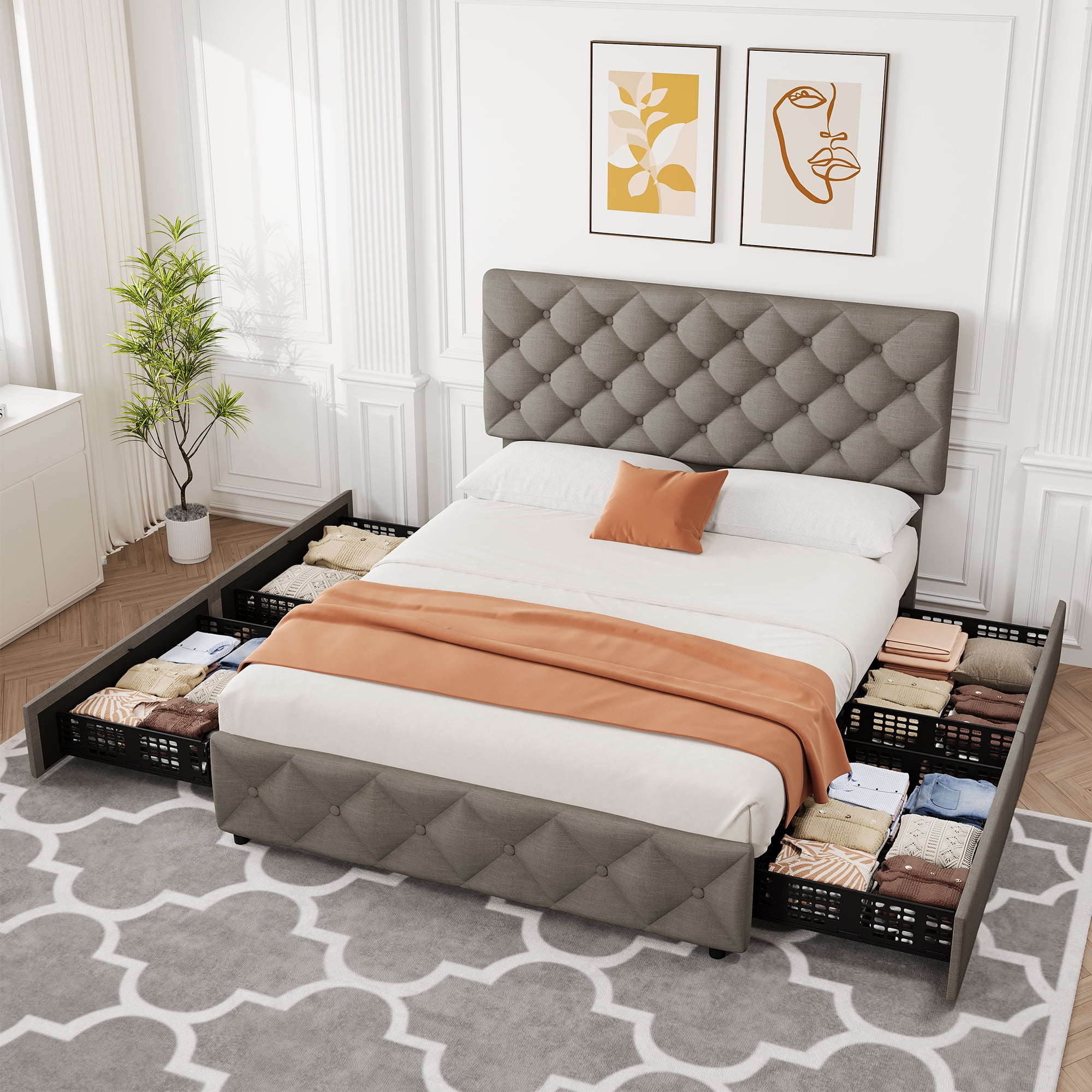 ひめページ WhizMax Platform Bed Frame with Storage - Full Size