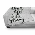 thumbnail image 3 of Saying Soft Flannel Fleece Throw Blanket, Dreams and Coffee in the Morning Hand Drawn Text Paint Splashes, Cozy Plush for Indoor and Outdoor Use, 70" x 90", Black and White, by Ambesonne, 3 of 6