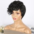 thumbnail image 4 of Short Curly Synthetic Headband Wig for Women Black Hair with Slanted Part Design, 4 of 7