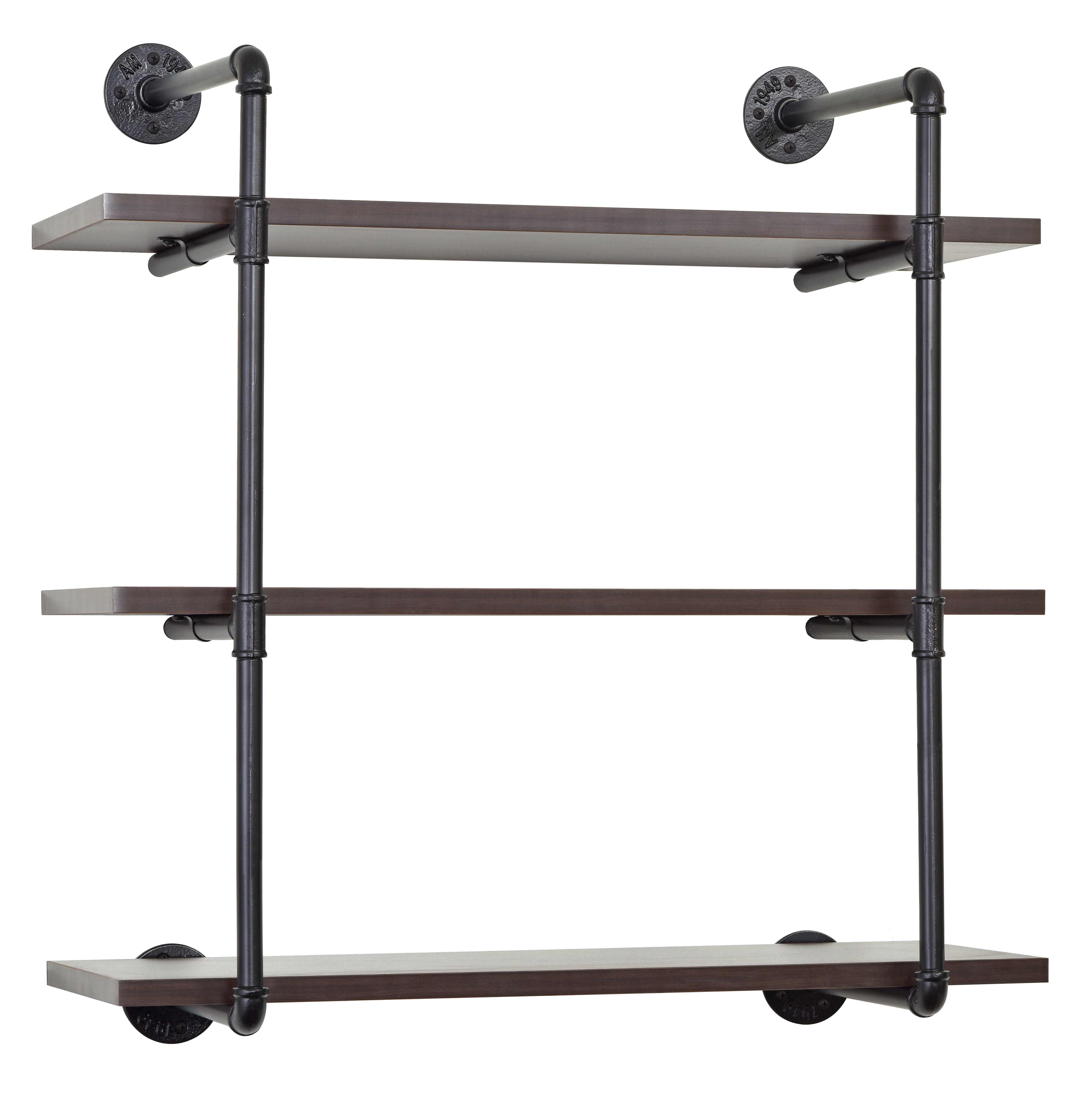 Muscle Rack 14.1"W x 31.5"D x 30"H 3Shelf Wall Shelves, Black and Brown