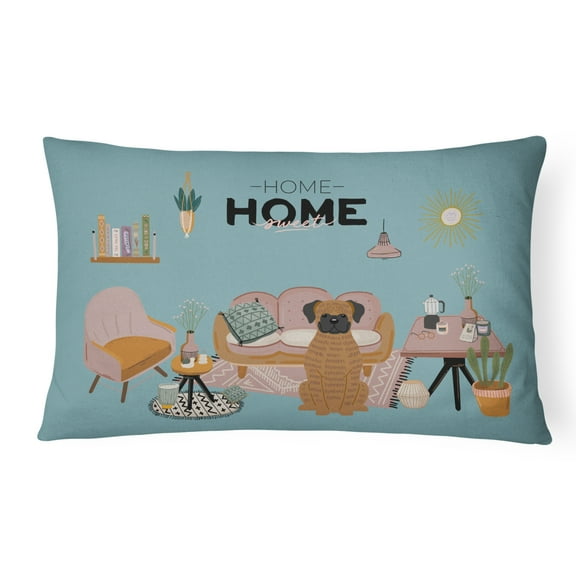 Carolines Treasures CK7962PW1216 Brindle Boxer Sweet Home Canvas Fabric Decorative Pillow 12H x16W multicolor