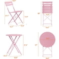 thumbnail image 7 of IdealHouse 3 Piece Patio Bistro Set, Folding Patio Bistro Table and Chairs Set of 2, Outdoor Patio Furniture Set, Metal Structure, No Assembly Need, for Balcony Yard Garden, Pink, 7 of 7
